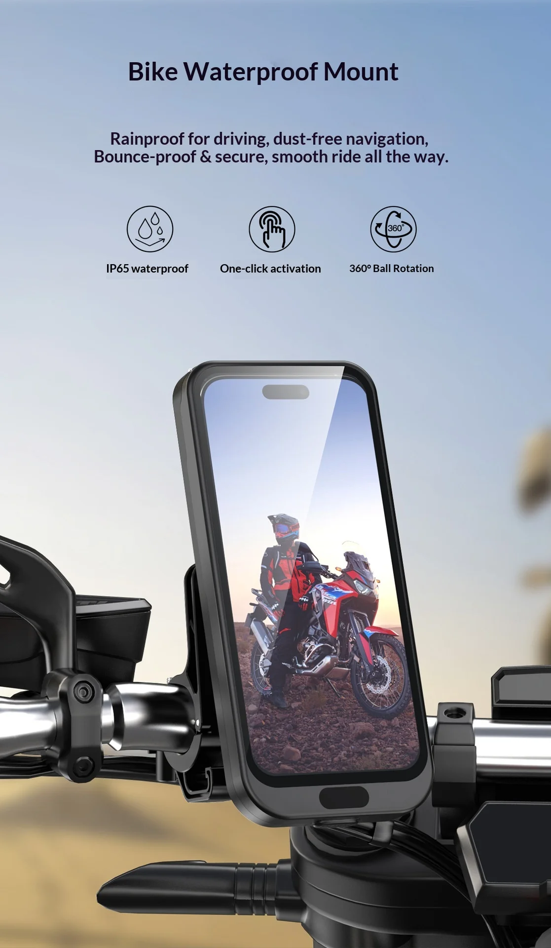 Support de Téléphone pour Moto et Vélo Anti-Vibration avec Rotation 360° image 5