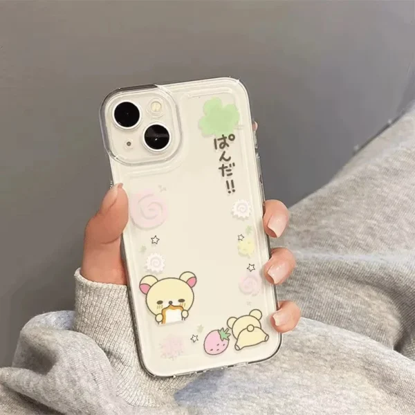 Coque transparente souple motif ours et fraise pour Samsung vue 2
