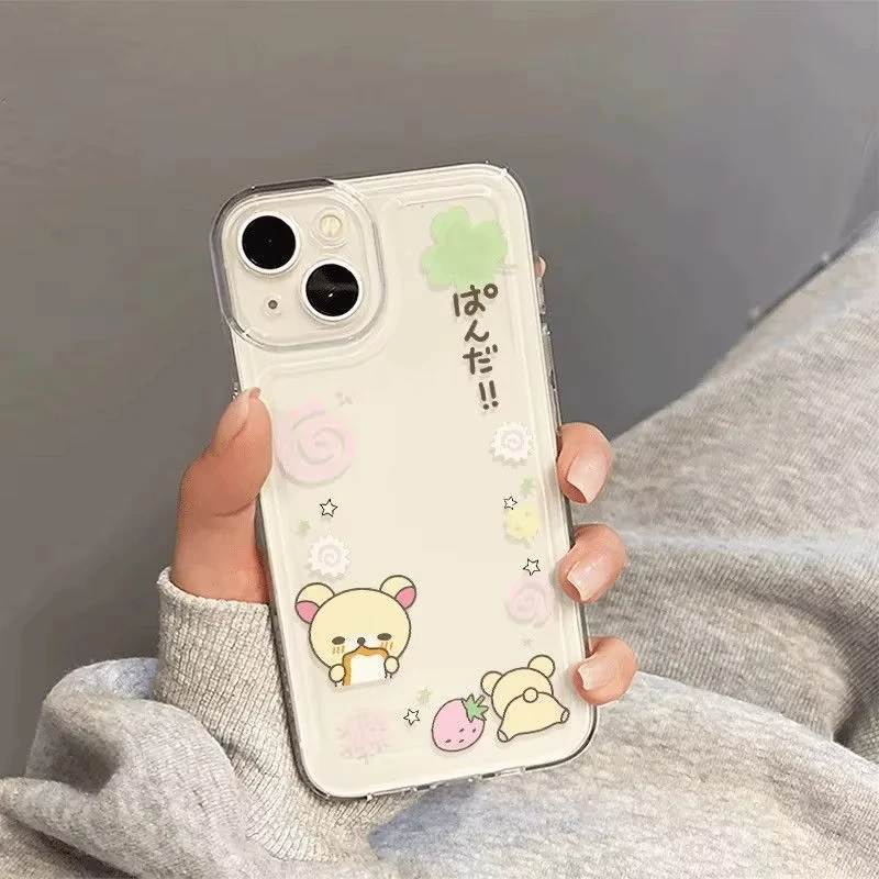 Coque transparente souple motif ours et fraise pour Samsung vue 2