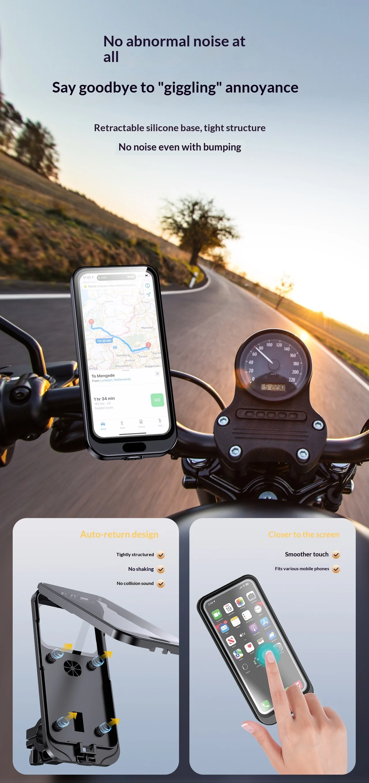 Support de Téléphone pour Moto et Vélo Anti-Vibration avec Rotation 360° image 6
