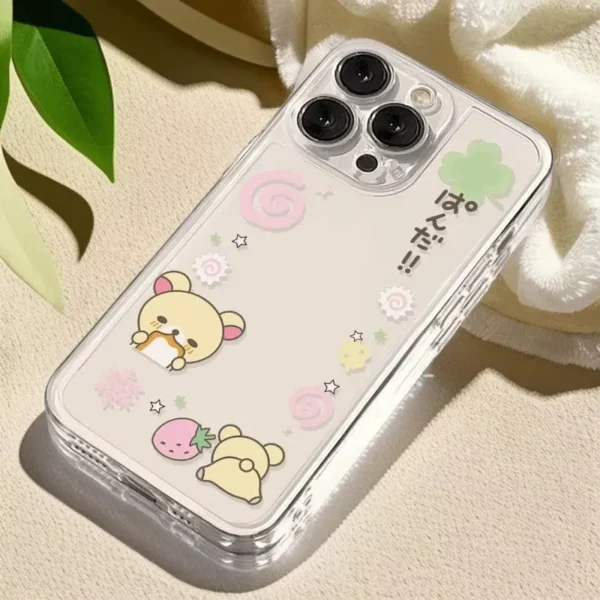 Coque transparente souple motif ours et fraise pour Samsung