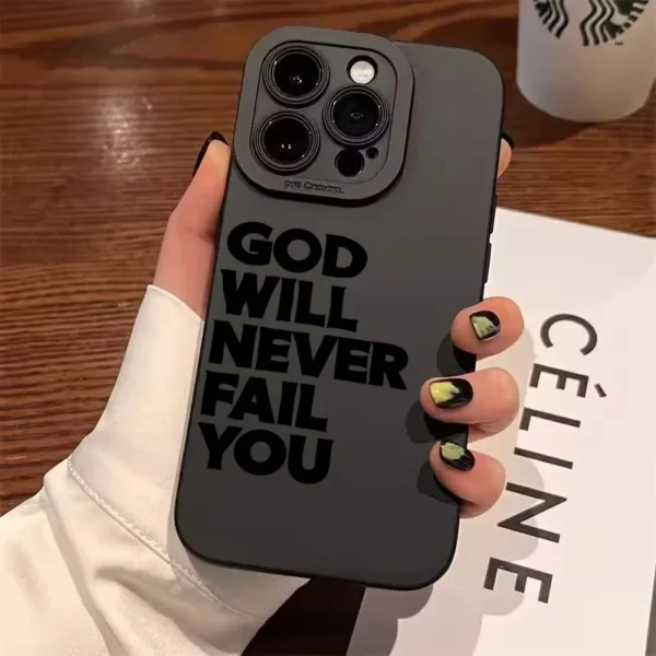 Coque de Protection en Silicone Liquide avec Motif Slogan pour iPhone