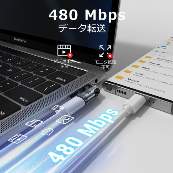 Adaptateur USB-C vers Type-C AUFU PD240W Rotatif 540° avec Charge Rapide 5A vue 2