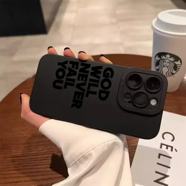 Coque de Protection en Silicone Liquide avec Motif Slogan pour iPhone vue 2