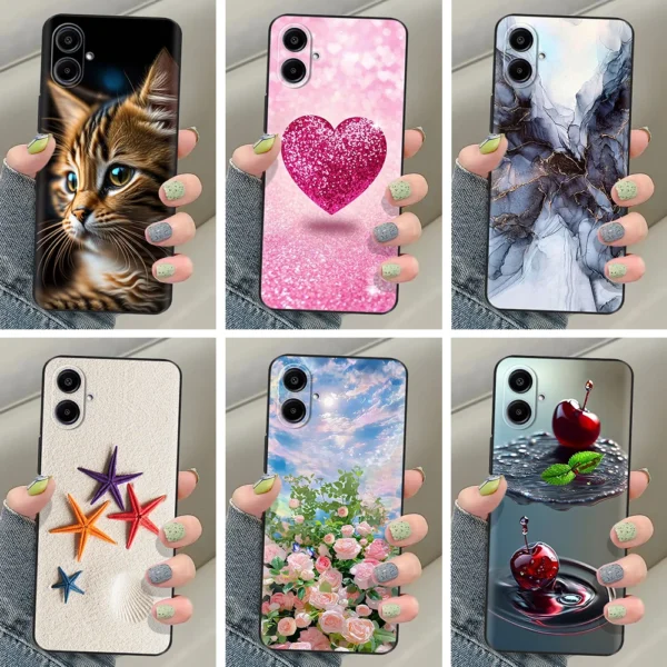 Coque en Silicone Souple avec Impression Florale pour Samsung Galaxy A07 4G
